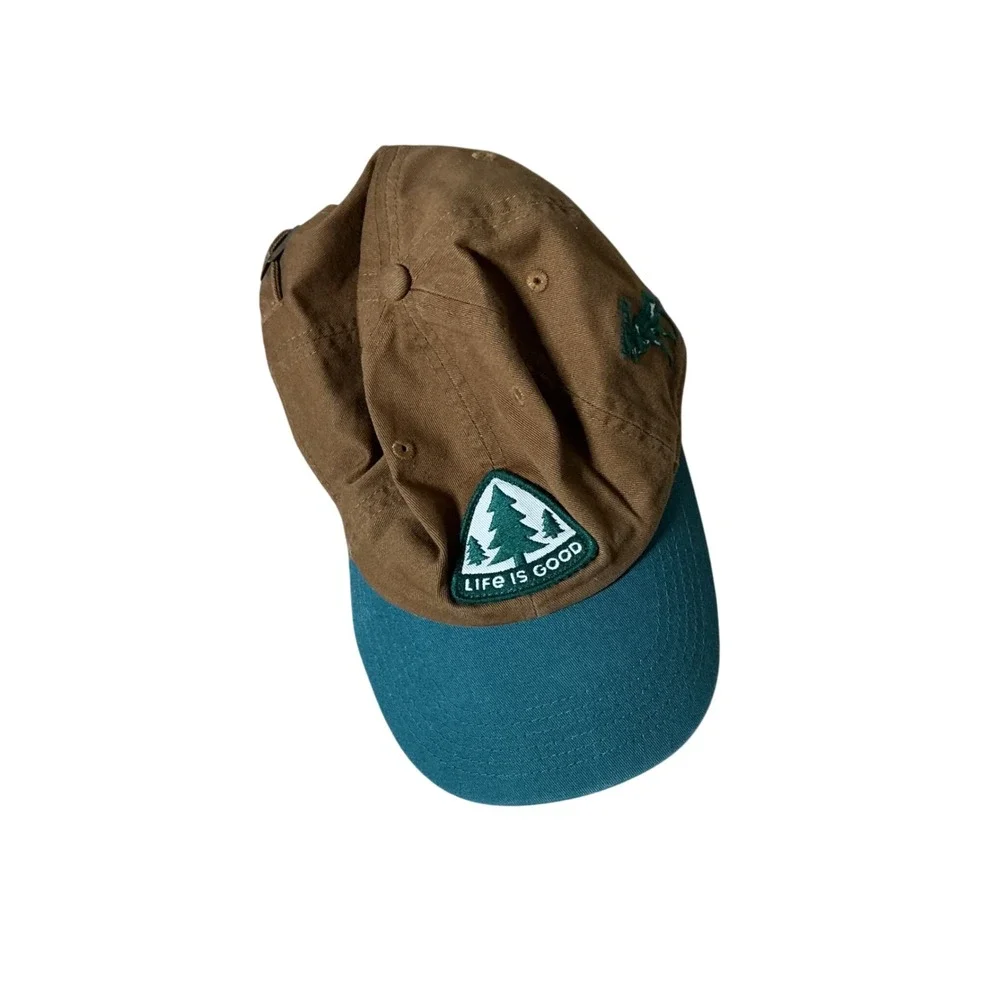 Life is Good Nature Patch Baseball Hat Women OS Brown Pine Tree Gorpcore Cap